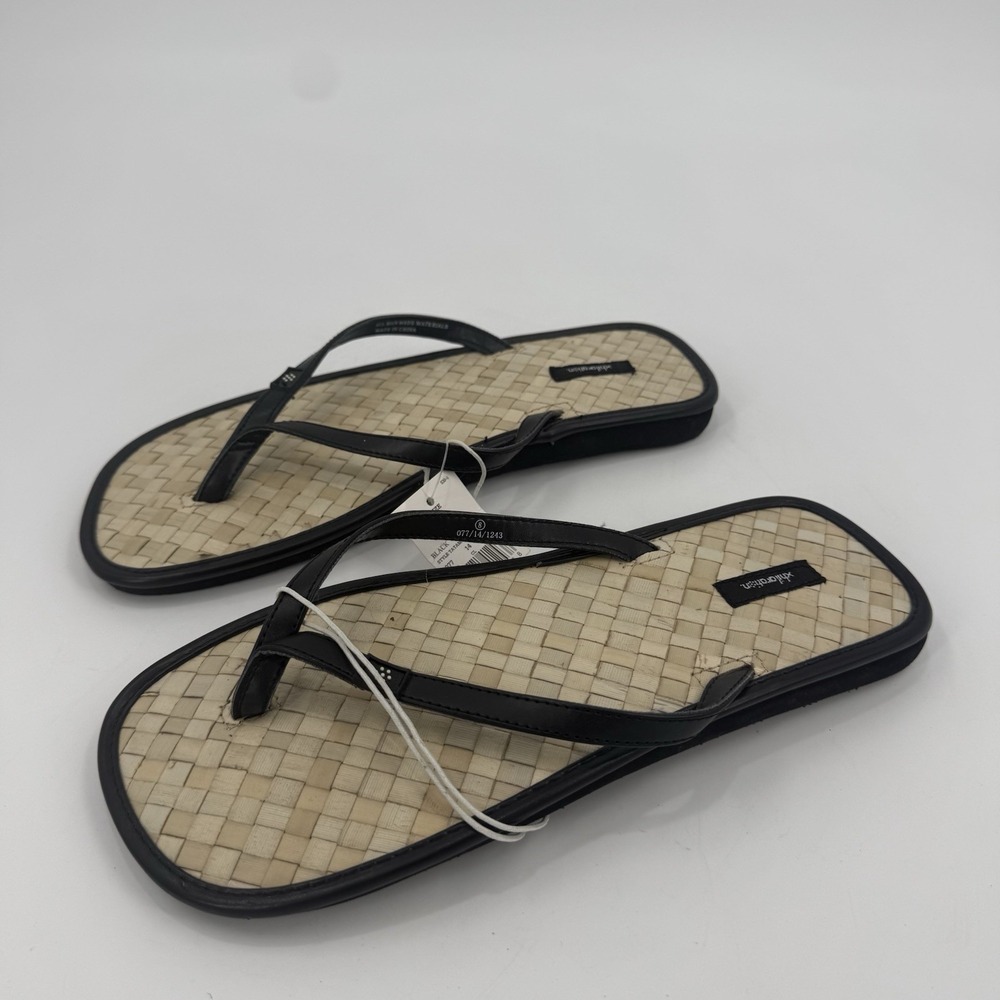 Xhilaration Women's Size 8 Black Woven Thong Flip Flop Sandals NWT
